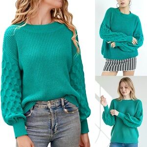 PRETTYGARDEN Sweater Chunky knit Jumper Long Sleeve Crewneck Drop Shoulder